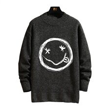 2021秋冬新砖墙日系大码男涂鸦笑脸注册印花毛衣针织衫MY08-P45，男装针织衫/毛衣，电商A001