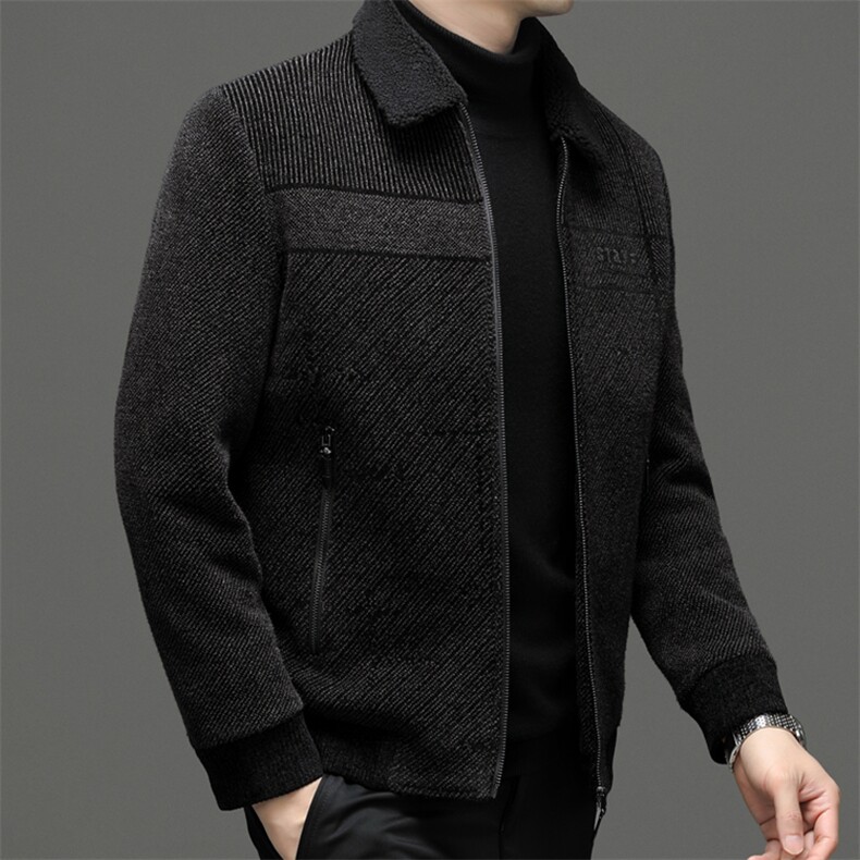冬季新款男士羊毛毛领可脱卸羽绒服加厚保暖中年休闲外套男装,男装羽绒服,电商B212（原钱塘6029）