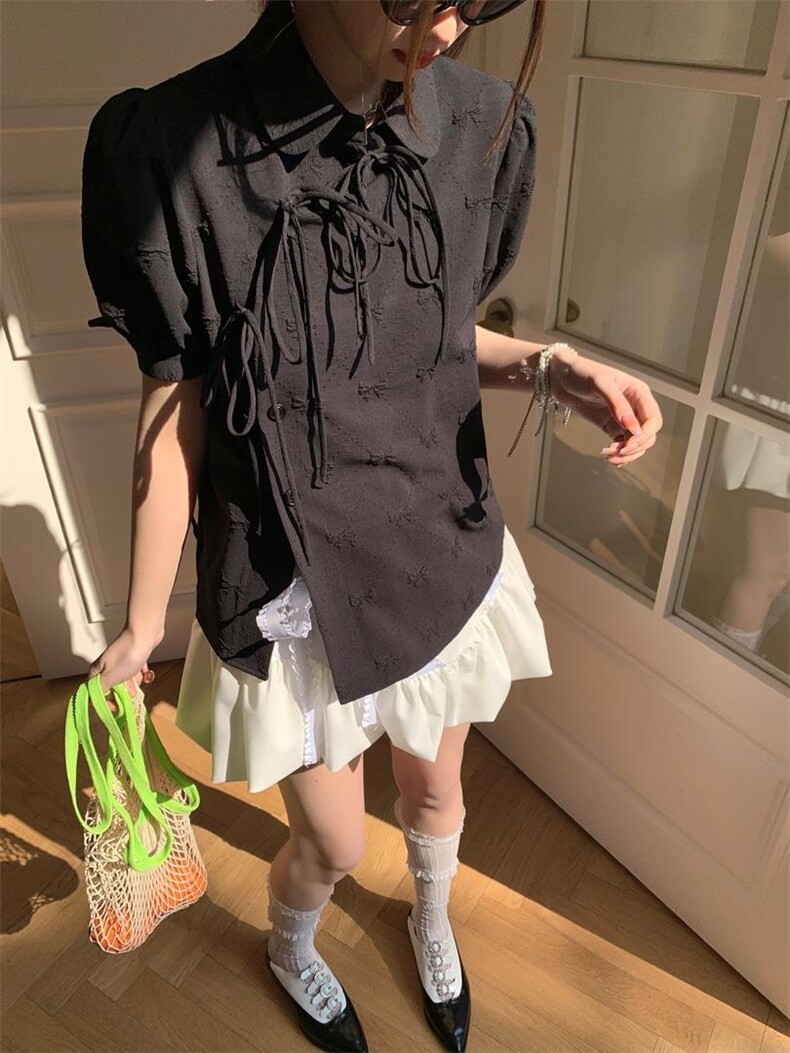 黑色结上衣，其它，Queena PHoebe