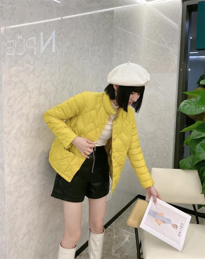 侧边扣子羽绒服，女装棉衣/棉服，美惠百合