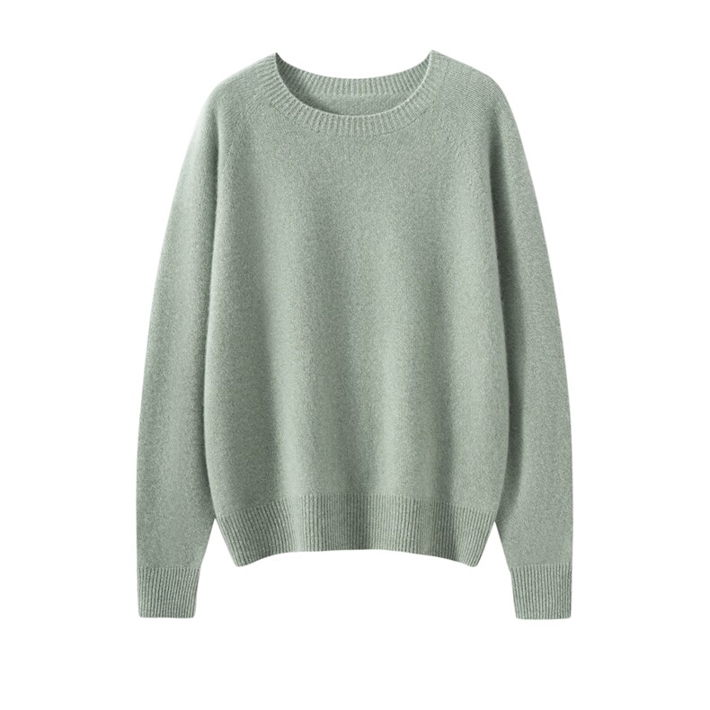2025年秋季新款百搭女士无缝圆领长袖套头衫，女装羊绒衫，轻暖羊绒