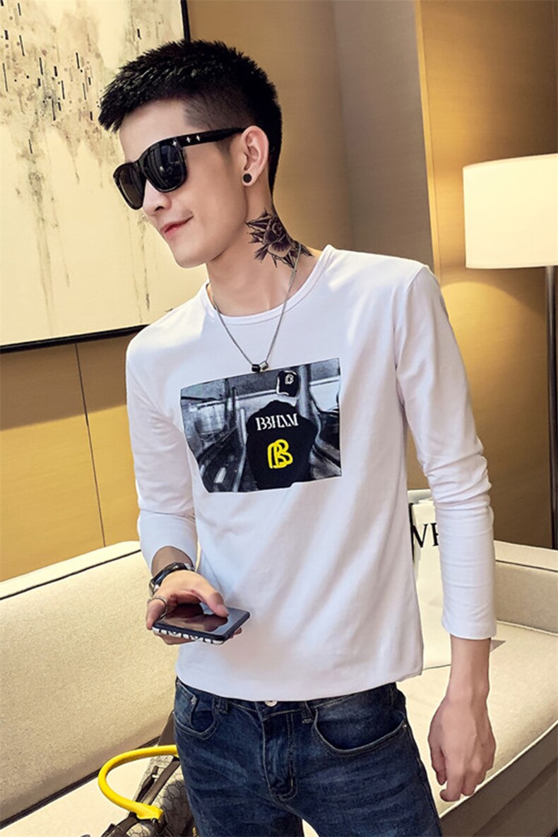 CT66052021精神小伙修身男式圆领长袖T恤潮,男装T恤,星座102A（原电商D309-1）