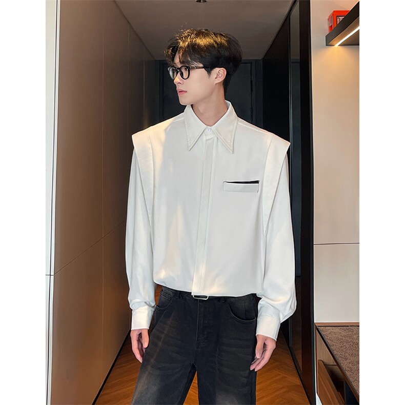 2026秋季新款5Q4023-TP4068长袖衬衫拼接设计韩版高级感痞帅,男装衬衫,电商A102