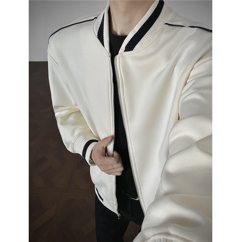 重磅420克boxy短款立领开衫棒球服液态棉爽滑外套男D9899-P68图片