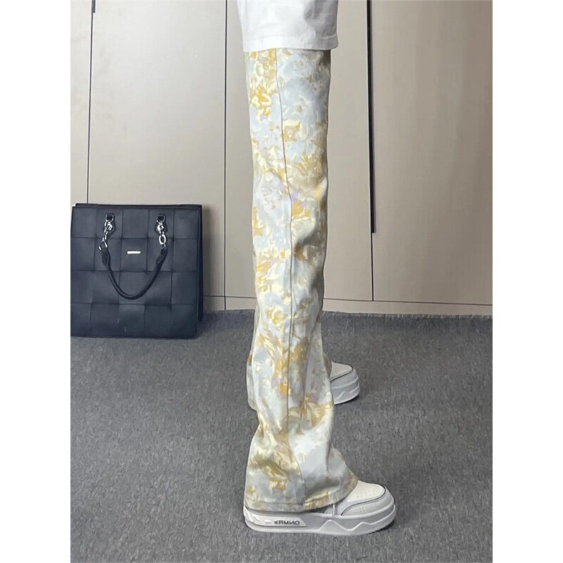 NZT41LL-特P43 cleanfit美式复古提花牛仔裤男高街直筒裤图片