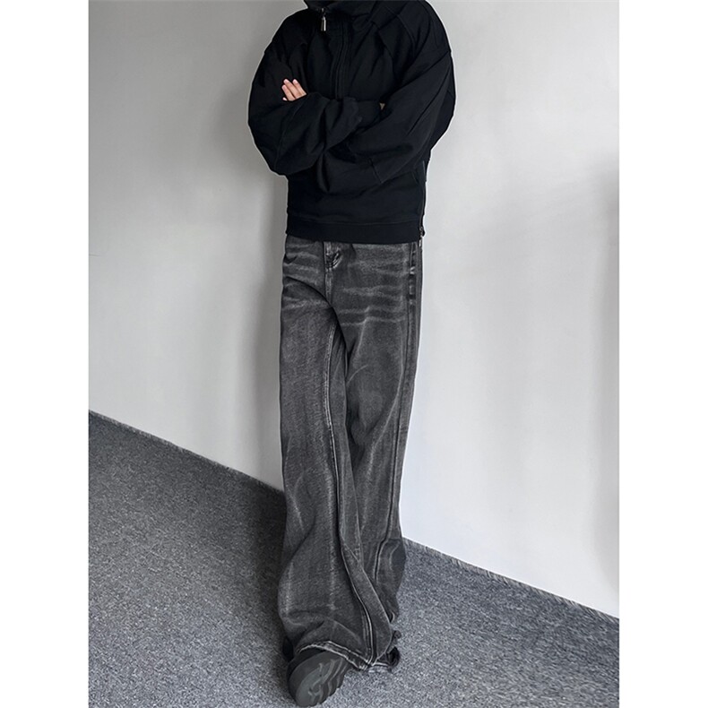 B221美式ins高街暗黑重工艺宽松微喇牛仔裤LK23128-P60控78,男装牛仔裤,电商B221