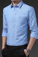 秋季正品纯色衬衫男长袖无痕中年男士爸爸装免烫商务休闲男衬衣，男装衬衫，电商B212（原钱塘6029）