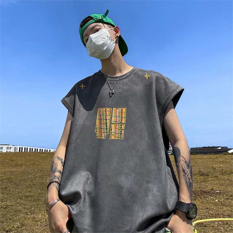 量大优供视频得物直播品230克夏季麂皮绒背心无袖T恤BJ275,男装背心/马甲,电商A486