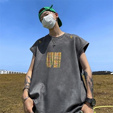 量大优供视频得物直播品230克夏季麂皮绒背心无袖T恤BJ275，男装背心/马甲，电商A486