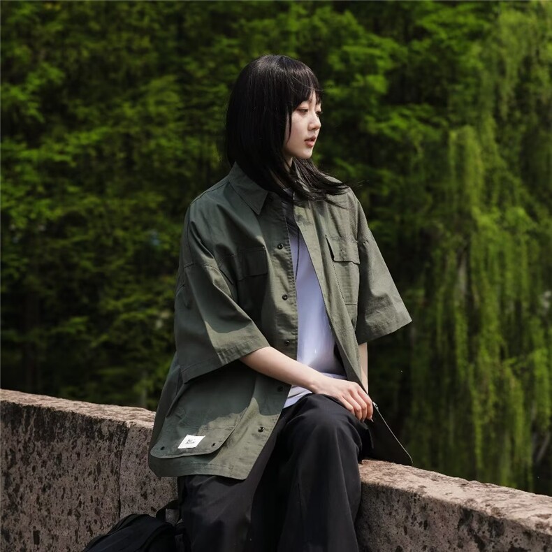工装衬衫男短袖韩版潮流女个性文艺2024秋夏新款ins外套CY329-P39,男装T恤,星座412-2