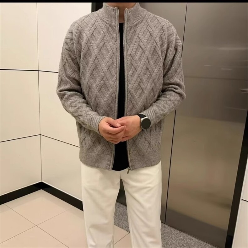 2025秋季新款开衫毛衣男帅气立领针织衫宽松日系潮流休闲线衣外套,男装针织衫/毛衣,星座506A