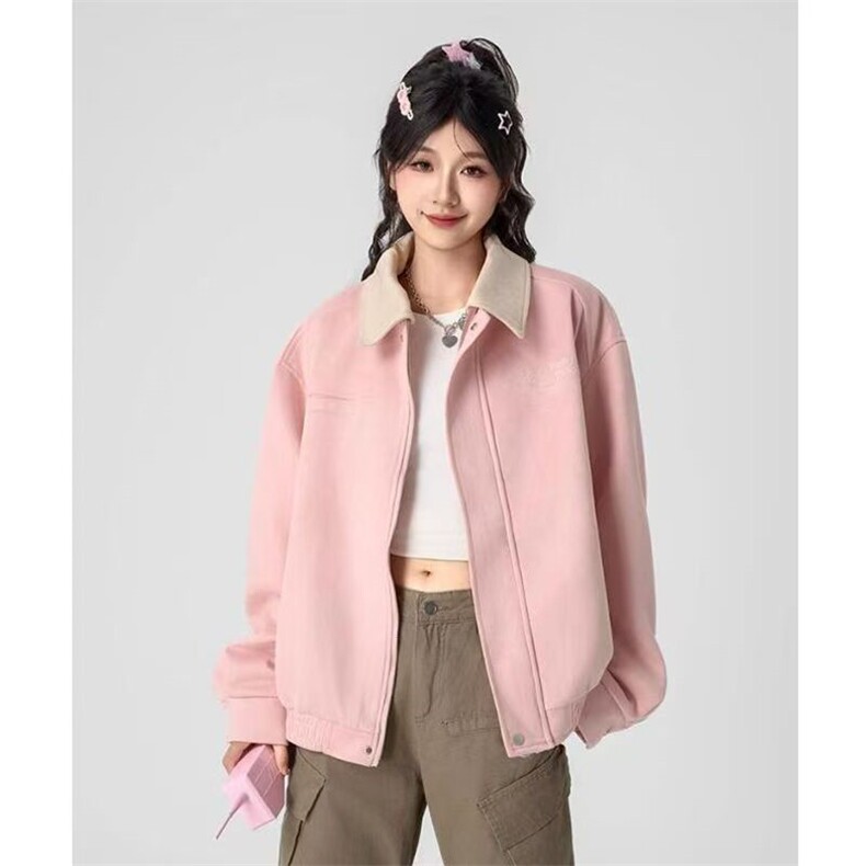 美式刺绣翻领外套秋新款麂皮绒双层棒球服上衣潮513AJK1894P73,男装夹克,星座513A