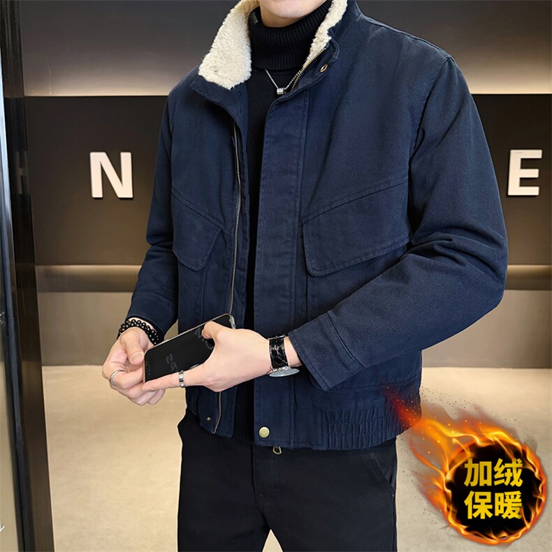 美式羊羔毛大棉衣翻领拼接夹克男短版型工装外套583-P165,男装夹克,电商D327