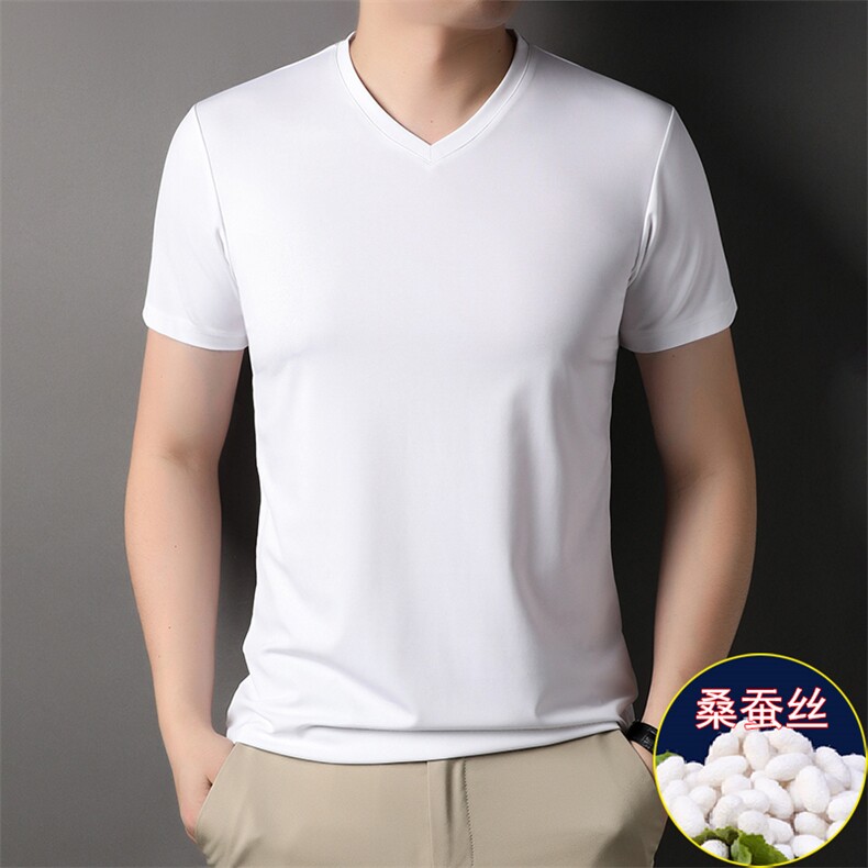 J5065男士2023年夏季新款简约百搭修身T恤短袖商务休闲体恤P48图片