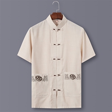 682/中国风唐装男爸爸刺绣福字短袖运动服爷爷民族风衣服唐装，男装民族服装，星座1216（原钱塘722）