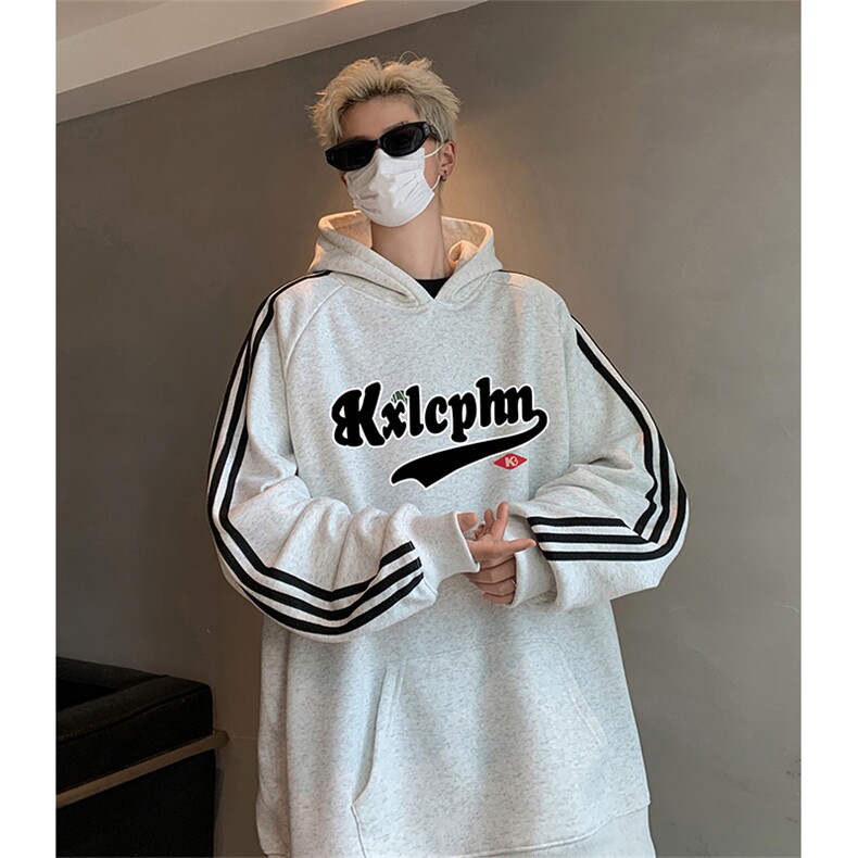 抖音得物供货提供视频秋冬重磅美式宽松织带连帽卫衣0618,男装卫衣,电商A486