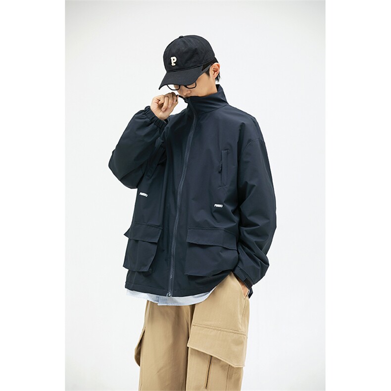 N238立领教练夹克男装2025秋季街头潮牌宽松休闲防风工装口袋外套，男装夹克，电商S006（B521）