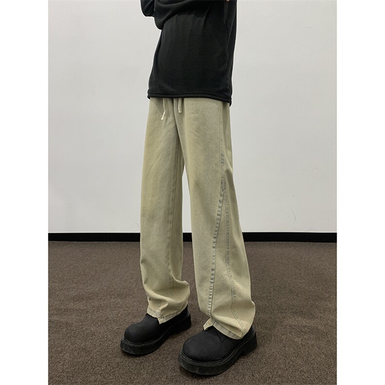 黄泥色牛仔裤男美式复古做旧妹水洗设计牛仔裤1001-1-G6074-P42,男装牛仔裤,星座1001-1