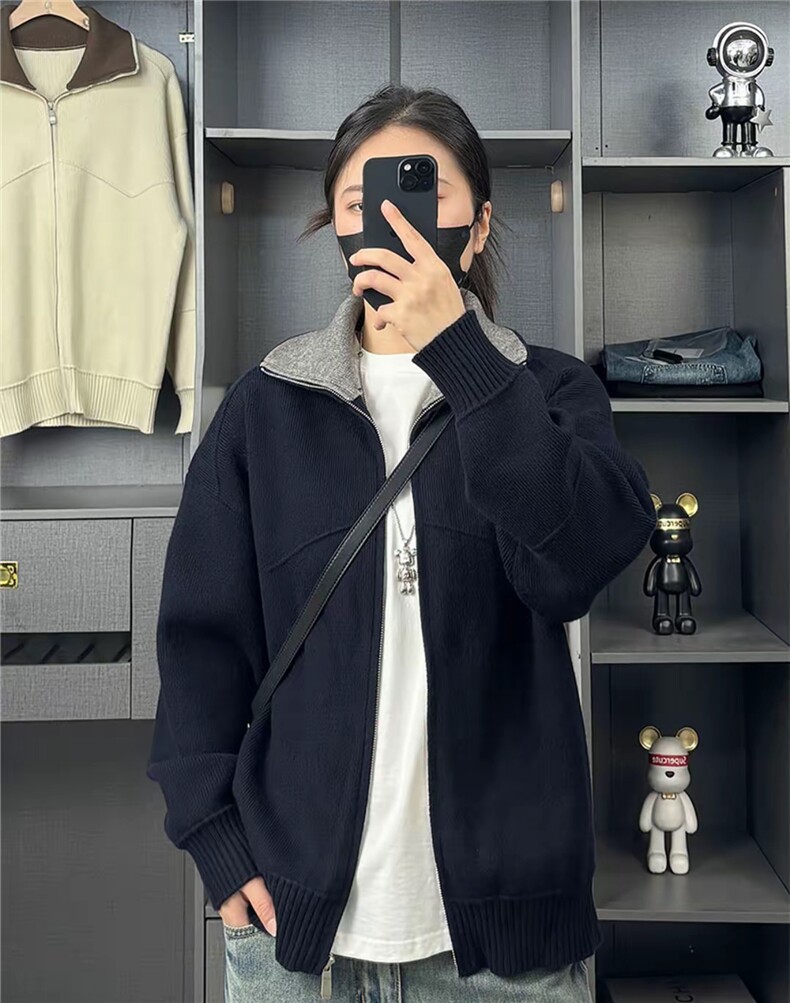 Barnfit毛衣巴恩风撞色翻领男士针织开衫百搭休闲毛衣ZZS110P75,男装针织衫/毛衣,电商D256