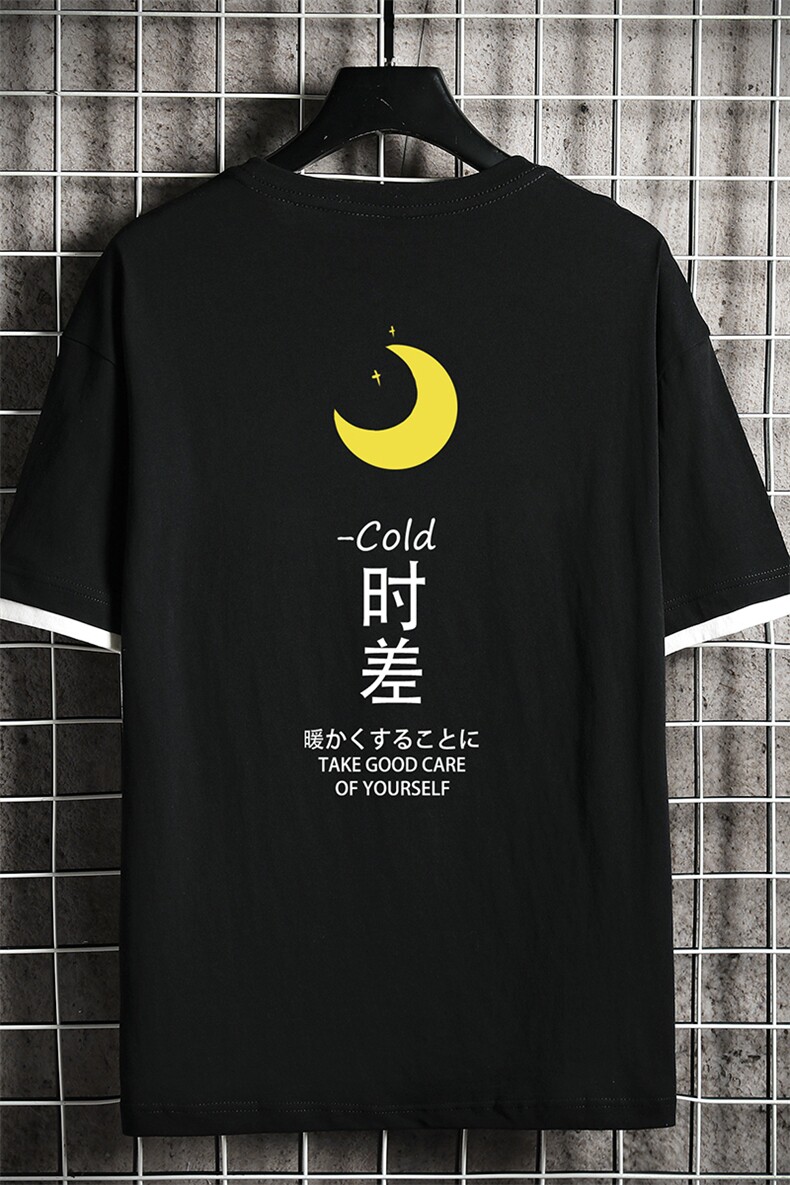 JT55047-P25假两件短袖t恤男大码胖子半袖体恤半截袖网格挂拍,男装T恤,电商A040A