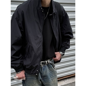 网图美式立领工装夹克男潮牌纯色教练夹克飞行外套 JK802-P60图片
