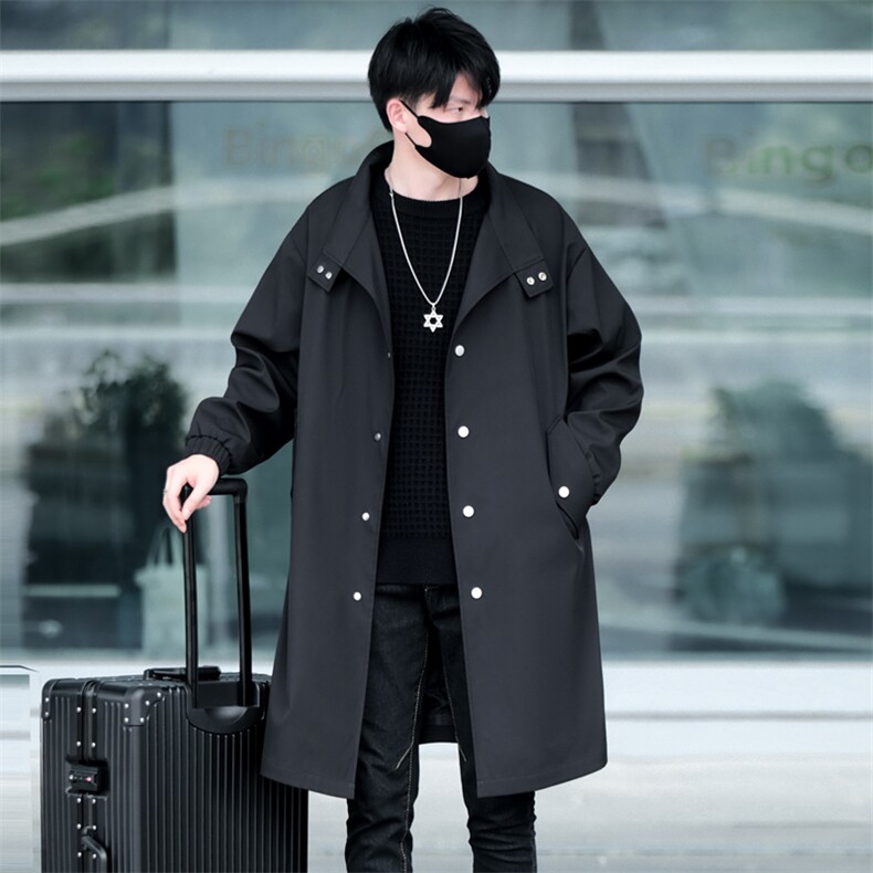 得物长年大货风衣男中长款呢大衣男F987款P95韩风外景D，男装风衣，星座401