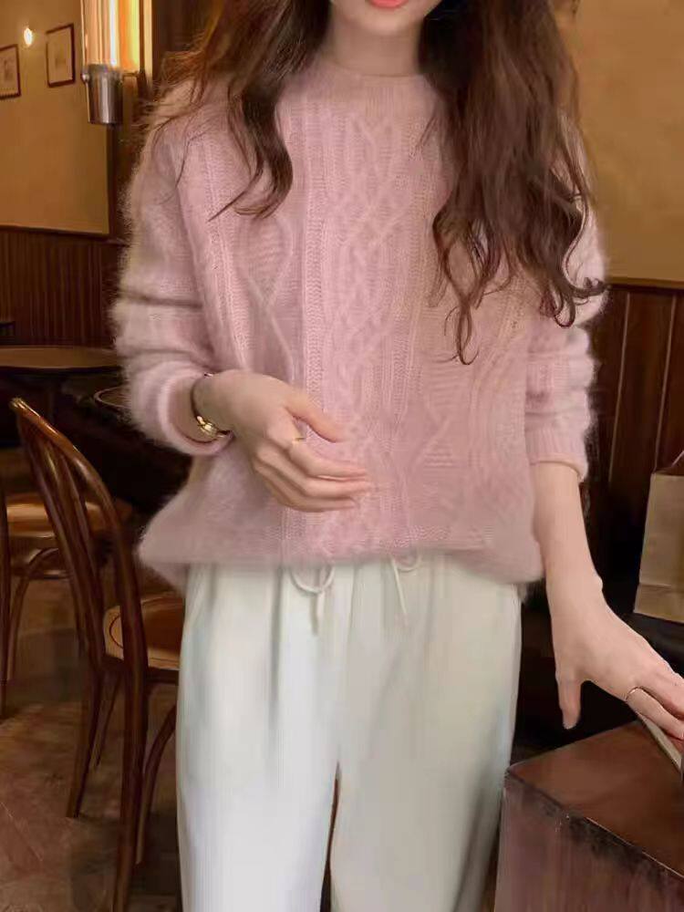 2025年秋季时尚百搭通勤简约休闲圆领毛衣，女装羊毛衫，秋虹羊绒