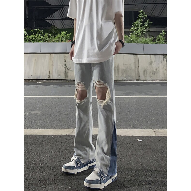 美式高街ins小众破洞牛仔裤货号K751P60,男装牛仔裤,电商A063
