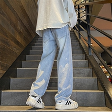 美式高街牛仔裤直筒设计情侣小众百搭宽松夏大码长裤nz112p45，男装牛仔裤，电商D315