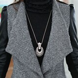 时尚拼接毛呢外套女秋冬季新款韩版修身显瘦长袖气质百搭上衣，女装毛呢外套，蓝诺裳