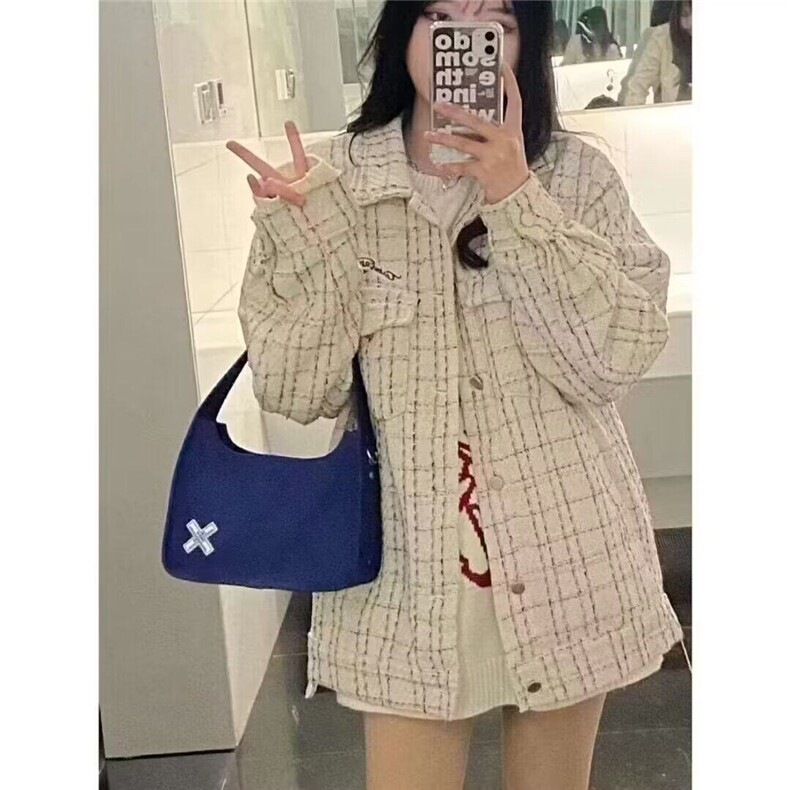 美式复古格子字母刺绣棒球服男女休闲春季学院风夹克外套,男装夹克,星座506A