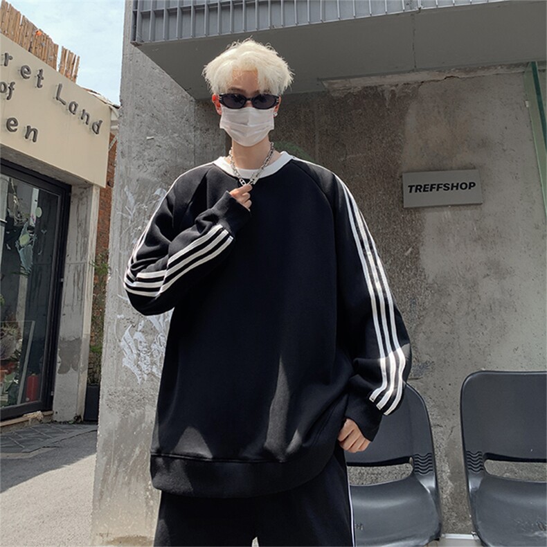 抖音得物高品质重磅全棉二开支持退换360克宽松织带圆领卫衣CM05,男装卫衣,电商A486