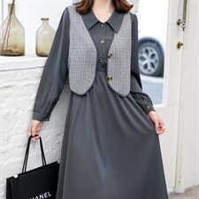 【秋季新款】两件套连衣裙马甲衬衫裙，女装连衣裙，笑思源