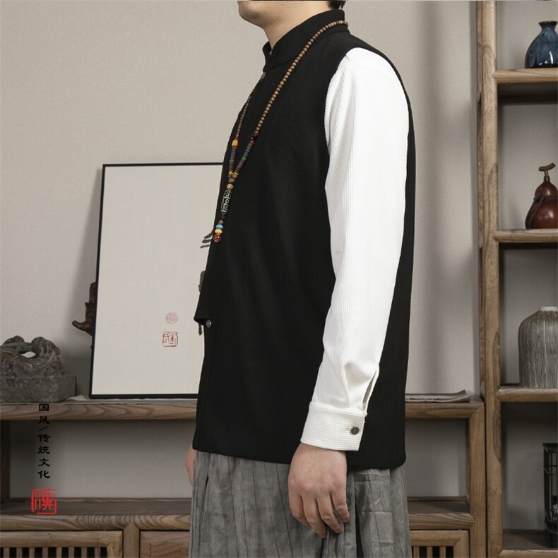 2025春夏新款风男装新中式改良唐装马甲MJ78P80,男装背心/马甲,钱塘802