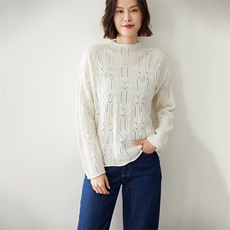 优雅镂空麻花半高领女士羊绒衫时尚百搭显瘦保暖毛衣，女装羊绒衫，迎冬羊绒
