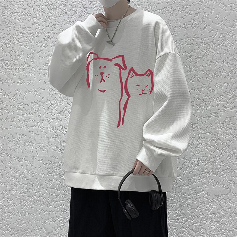 5XL华夫格卫衣男大码胖子圆领长袖t恤 HW76378-P30加绒款-P40图片