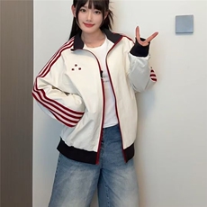 F81-P602025新款美式复古拼色条纹时尚夹克男女秋季户外宽松，男装夹克，电商B323A