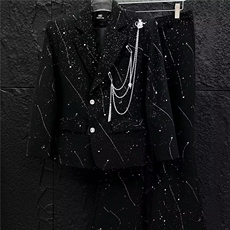 西服套装满天星链条装饰外套大码S-5XLJK0031P75西裤h0027P55，男装西服套装，星座1013-1