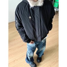 有货毛领棉服男冬季高级感美式复古棉衣加厚连帽外套HY7733-p99，男装棉衣，星座1008