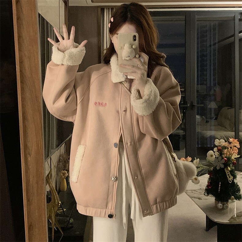 C941-P125羊羔毛外套冬加厚保暖学院风宽松百搭羊羔绒棉衣棉服潮,男装棉衣,星座911-2(原星座613-2）