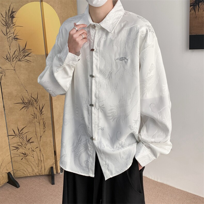 新中式衬衫男士港风潮流长袖提花帅气2024夏季ins外套CY731-P51,男装衬衫,星座412-3