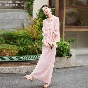 新中式国风阔腿裤裙女2025夏新款时尚洋气减龄遮肉防晒图片
