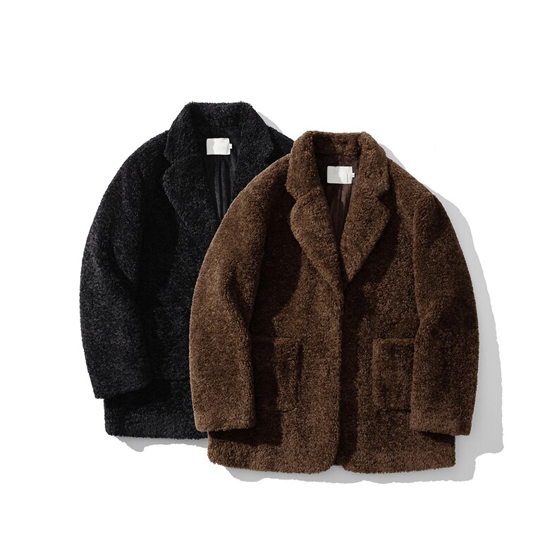 1白底泰迪绒短款纯色西装大衣高级毛呢大衣外套男77938P128控188，男装风衣，星座226-2