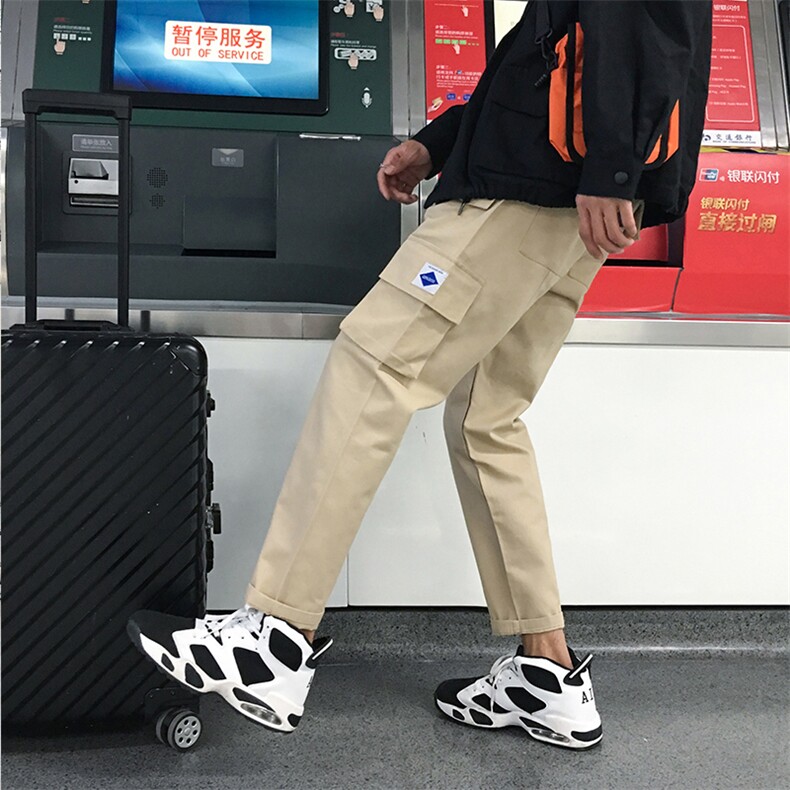 工装裤男潮牌裤子韩版潮流宽松直筒百搭休闲九分裤ins秋,男装休闲裤,星座509
