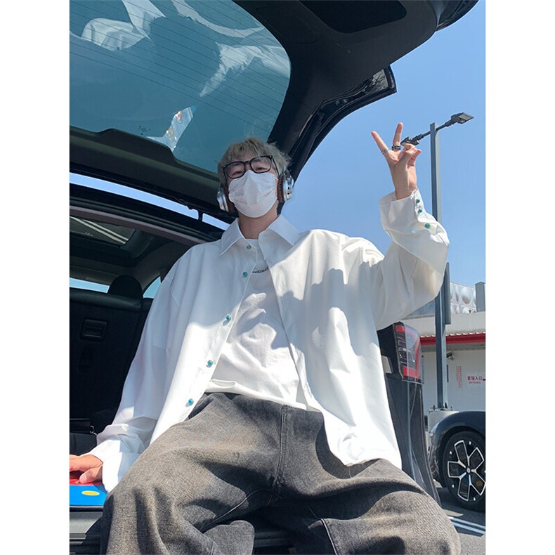 夏季简约下摆抽绳长袖衬衫外套休闲百搭衬衣外套C2249特价P45图片