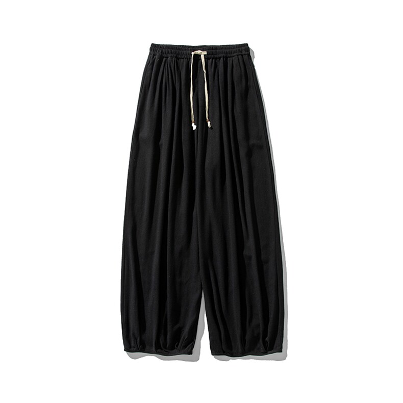 白底平铺 夏季大码日系风亚麻休闲裤特宽直筒阔腿裤 K303/P75图片
