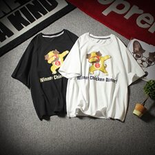 19夏新款T恤潮牌日系大码港风国潮宽松动漫印花圆领短袖T523P35，男装T恤，电商A021A