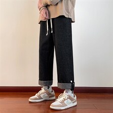秋季新款港风红地板牛仔裤微弹宽松简约直筒牛仔DK7912-P50控68，男装牛仔裤，星座717