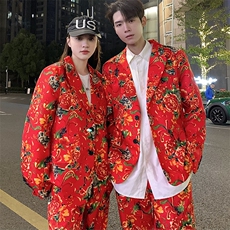 RS1网红同款高质量大码单上衣西装西服婚庆表演出团队服新中式潮，男装西服套装，星座115A(原星座507）