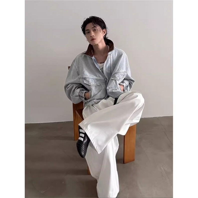 有货。牛仔外套男春秋夹克宽松牛仔上衣男W6950-P77,男装工装外套,星座412-3